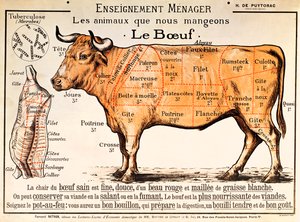 Carne de res: diagrama que muestra los diferentes cortes de carne